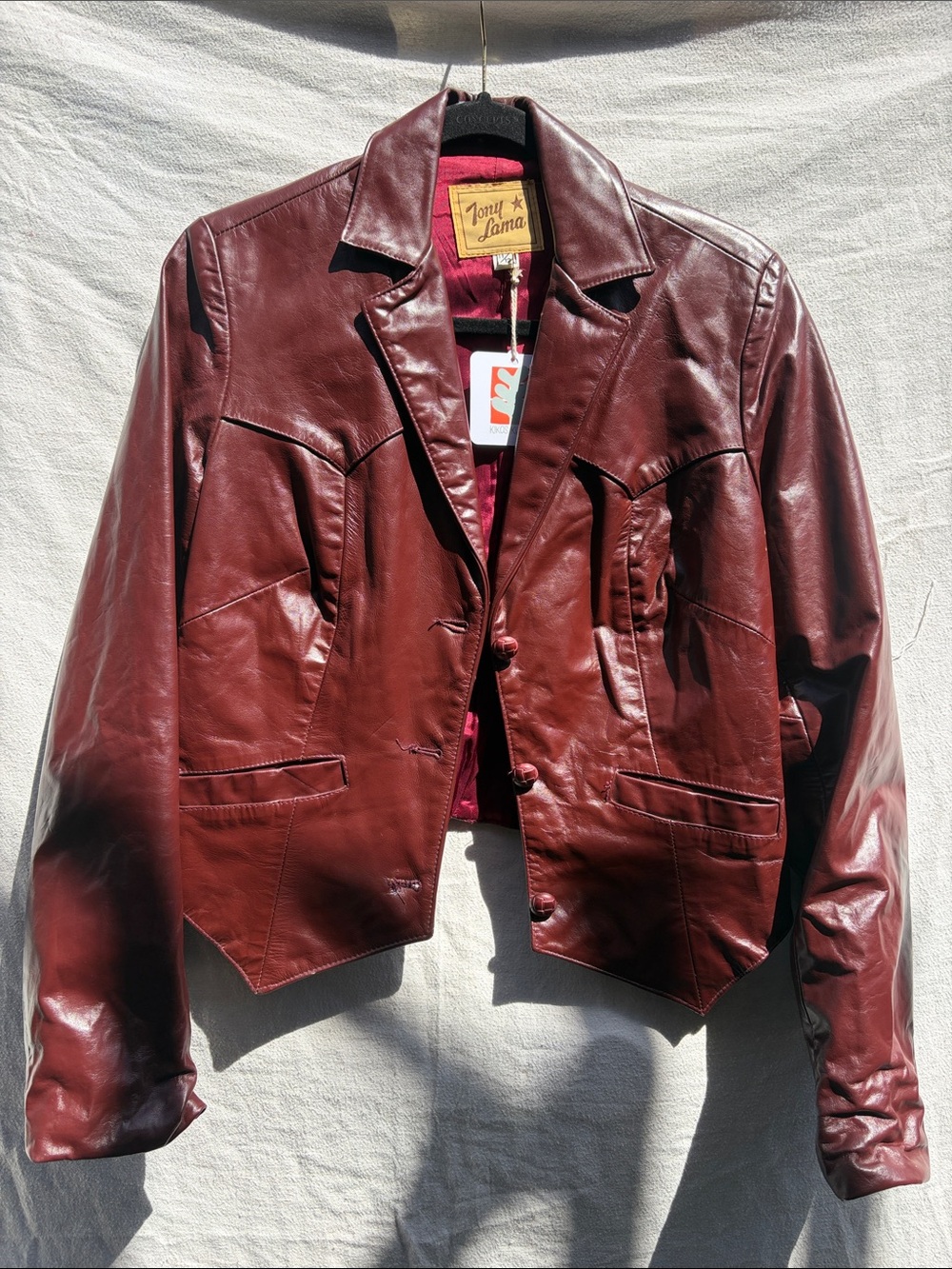 Tony Lama Deep Burgundy Leather Blazer Jacket